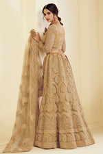 Load image into Gallery viewer, Fancy Golden Color Sangeet Wear Embroidered Net Fabric Lehenga
