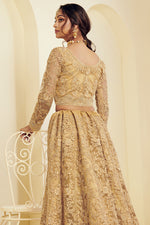Load image into Gallery viewer, Fancy Golden Color Sangeet Wear Embroidered Lehenga In Net Fabric
