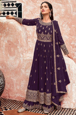 Load image into Gallery viewer, Vartika Singh Brilliant Purple Color Georgette Palazzo Suit
