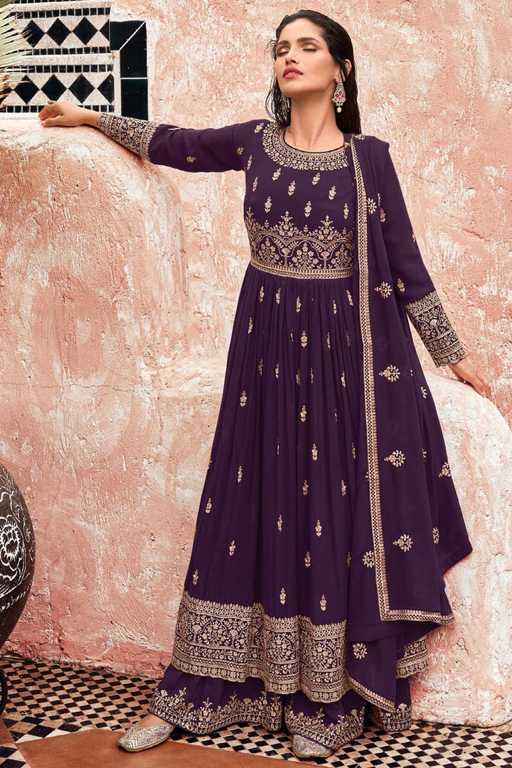 Vartika Singh Brilliant Purple Color Georgette Palazzo Suit