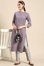 Load image into Gallery viewer, Lavender Color Casual Look Engrossing Kurti In Cotton Fabric
