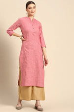 Load image into Gallery viewer, Riveting Casual Look Cotton Fabric Kurti In Pink Color
