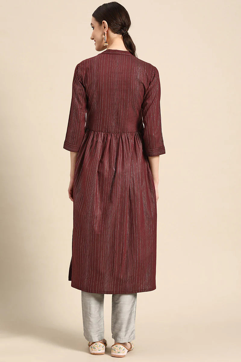 Maroon Color Admirable Casual Look Kurti In Cotton Fabric