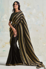 Load image into Gallery viewer, Sequins Work Soothing Party Look Satin Satin Silk Fabric Saree In Black Color
