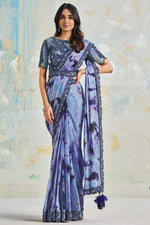 Load image into Gallery viewer, Lavender Color Sequins Work Glamorous Party Look Satin Satin Silk Fabric Saree
