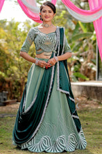 Load image into Gallery viewer, Sea Green Color Silk Fabric Wedding Look Appealing Lehenga
