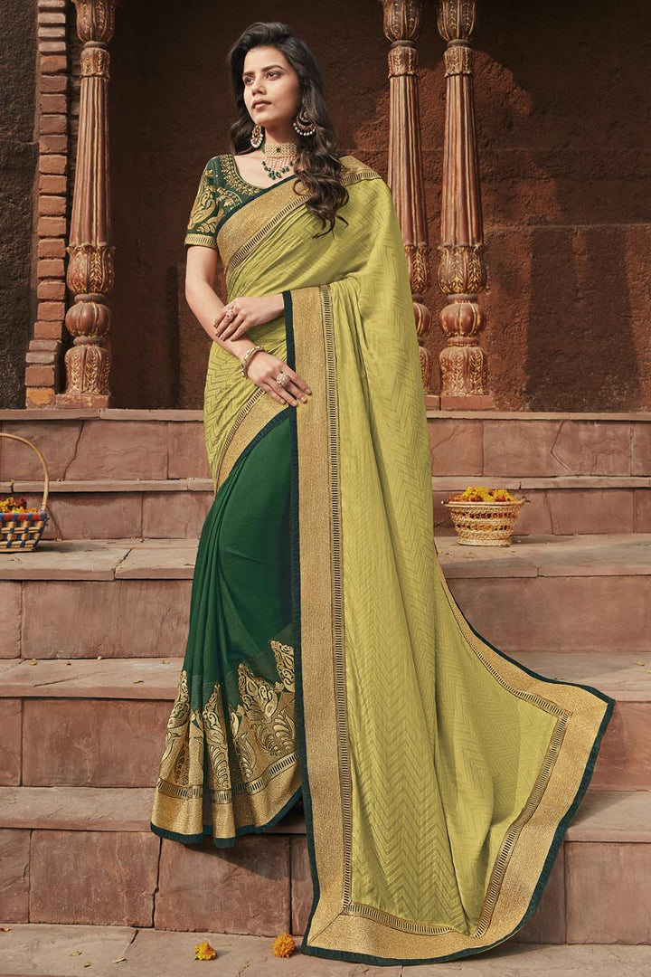 Khaki Color Designer Saree In Fancy Fabric