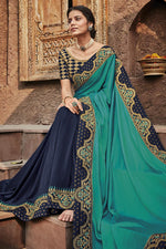 Load image into Gallery viewer, Cyan Color Fancy Fabric Function Wear Saree