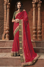 Load image into Gallery viewer, Red Color Party Wear Saree In Fancy Fabric
