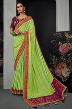 Load image into Gallery viewer, Art Silk Fabric Border Work Saree In Sea Green Color
