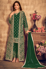 Load image into Gallery viewer, Party Wear Embroidered Dark Green Color Designer Salwar Suit With Jacket
