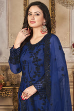 Load image into Gallery viewer, Radiant Blue Color Net Fabric Festival Wear Palazzo Suit
