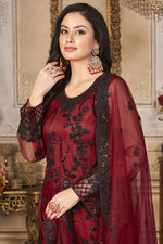 Load image into Gallery viewer, Maroon Color Net Fabric Attractive Festival Wear Palazzo Suit

