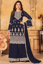 Load image into Gallery viewer, Blue Color Wonderful Function Wear Palazzo Suit In Georgette Fabric
