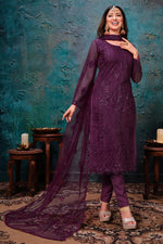 Load image into Gallery viewer, Occasion Wear Purple Color Embroidered Salwar Kameez
