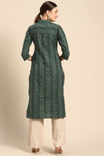Load image into Gallery viewer, Green Color Cotton Fabric Printed Work Chic Kurti
