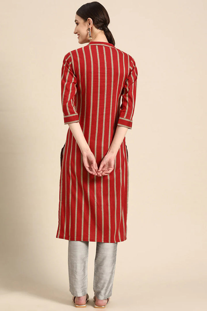 Red Color Cotton Fabric Printed Work Appealing Kurti | Buy Online India