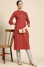 Load image into Gallery viewer, Red Color Cotton Fabric Printed Work Appealing Kurti
