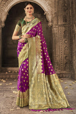 Load image into Gallery viewer, Purple Color Art Silk Fabric Designer Weaving Work Function Wear Saree
