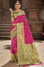 Load image into Gallery viewer, Rani Color Function Wear Designer Art Silk Fabric Weaving Work Saree
