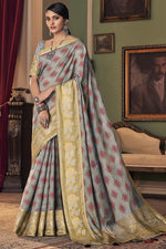 Load image into Gallery viewer, Art Silk Fabric Party Style Trendy Grey Color Saree
