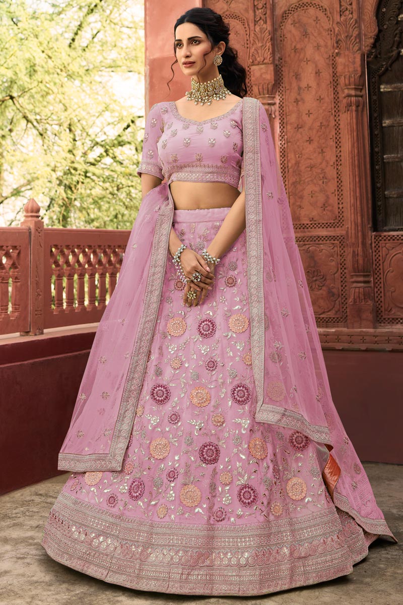 Radiant Pink Color Organza Fabric Function Wear Lehenga Choli