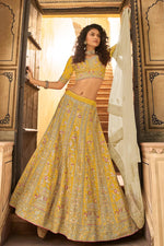 Load image into Gallery viewer, Radiant Yellow Color Lehenga In Organza Fabric
