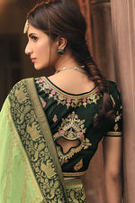 Load image into Gallery viewer, Art Silk Fabric Sangeet Wear Sea Green Color Weaving Work Saree With Embroidered Blouse
