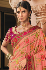 Load image into Gallery viewer, Pink Color Reception Wear Art Silk Fabric Weaving Work Saree With Embroidered Blouse
