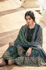 Load image into Gallery viewer, Captivating Sangeet Wear Fancy Fabric Navy Blue Color Sharara Suit With Digital Printed Dupatta
