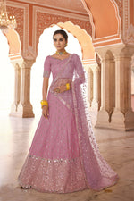 Load image into Gallery viewer, Pink Art Silk Fabric Attractive Wedding Wear Lehenga Choli
