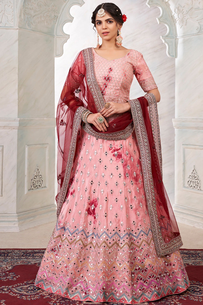 Pink Color Inventive Net Fabric Lehenga Choli In Wedding Wear