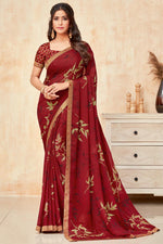 Load image into Gallery viewer, Georgette Silk Maroon Color Regular Wear Printed Saree

