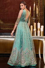 Load image into Gallery viewer, Net Fabric Sea Green Color Supreme Function Wear Anarkali Suit
