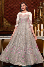 Load image into Gallery viewer, Off White Color Net Fabric Tempting Function Wear Anarkali Suit
