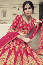 Load image into Gallery viewer, Gorgeous Rani Embroidered Wedding Wear Lehenga Choli In Satin Fabric
