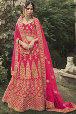 Load image into Gallery viewer, Gorgeous Rani Embroidered Wedding Wear Lehenga Choli In Satin Fabric
