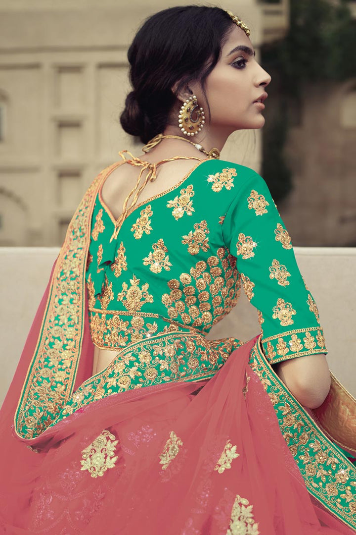 Pretty Green Color Wedding Lehenga With Stylish Blouse