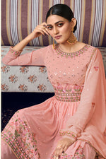 Load image into Gallery viewer, Peach Color Party Style Delicate Palazzo Suit In Georgette Fabric
