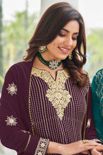 Load image into Gallery viewer, Georgette Fabric Purple Color Sangeet Wear Elegant Palazzo Suit
