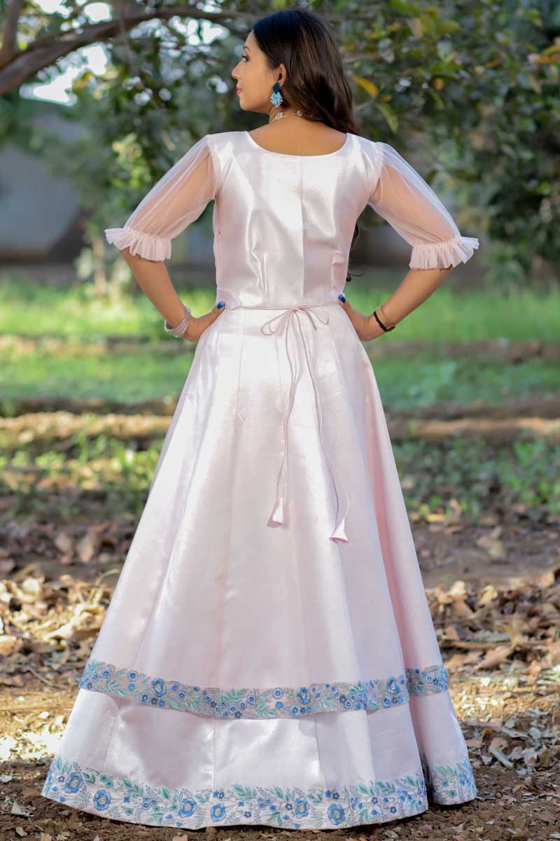 Net Fabric Pink Color Function Wear Stylish Gown