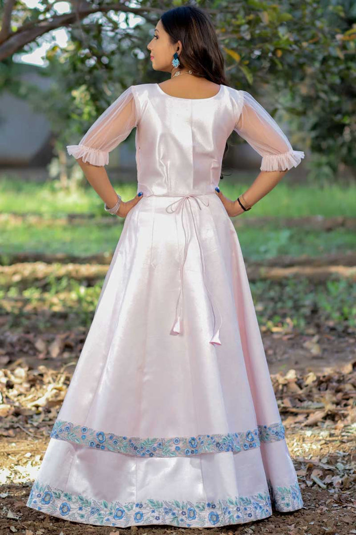 Net Fabric Pink Color Function Wear Stylish Gown
